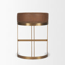 Hollyfield II Brown Leather Seat Gold Metal Base Stool - Default Title