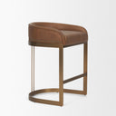 Hollyfield II Brown Leather Seat Gold Metal Base Stool - Default Title