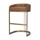 Hollyfield II Brown Leather Seat Gold Metal Base Bar Stool - Default Title