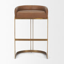 Hollyfield II Brown Leather Seat Gold Metal Base Bar Stool - Default Title