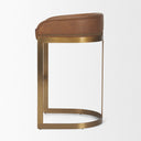 Hollyfield II Brown Leather Seat Gold Metal Base Bar Stool - Default Title