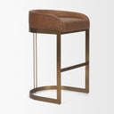 Hollyfield II Brown Leather Seat Gold Metal Base Bar Stool - Default Title