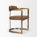 Hollyfield I Brown Leather Seat Gold Iron Frame Dining Chair - Default Title