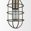 Hines I 4x8 Antiqued-Brass Metal Cage Pendant Light - Default Title
