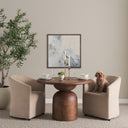 Crestwood 42 Warm Mid-Brown Wood Stacked Pedestal Base Round Dining Table - Default Title