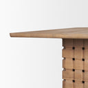 Oxbury 94 Light Brown Solid Wood Carved Woven Base Rectangular Dining Table - Default Title