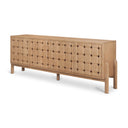 Oxbury Light Brown Solid Wood 4-Door Sideboard with Carved Woven Doors - Default Title