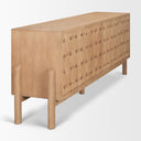 Oxbury Light Brown Solid Wood 4-Door Sideboard with Carved Woven Doors - Default Title