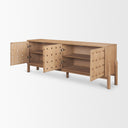 Oxbury Light Brown Solid Wood 4-Door Sideboard with Carved Woven Doors - Default Title