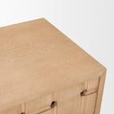 Oxbury Light Brown Solid Wood 4-Door Sideboard with Carved Woven Doors - Default Title
