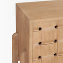 Oxbury Light Brown Solid Wood 4-Door Sideboard with Carved Woven Doors - Default Title