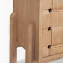 Oxbury Light Brown Solid Wood 4-Door Sideboard with Carved Woven Doors - Default Title