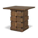 Oxbury Dark Brown Wood w Carved Woven Base Square Accent Table - Default Title