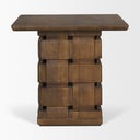 Oxbury Dark Brown Wood w Carved Woven Base Square Accent Table - Default Title