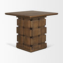 Oxbury Dark Brown Wood w Carved Woven Base Square Accent Table - Default Title