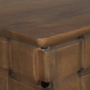 Oxbury Dark Brown Wood w Carved Woven Base Square Accent Table - Default Title