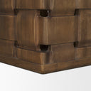 Oxbury Dark Brown Wood w Carved Woven Base Square Accent Table - Default Title