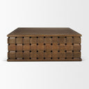 Oxbury 48 Dark Brown Wood w Carved Woven Base Square Coffee Table - Default Title