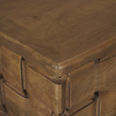Oxbury 48 Dark Brown Wood w Carved Woven Base Square Coffee Table - Default Title