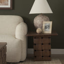 Oxbury Dark Brown Wood w Carved Woven Base Square Accent Table - Default Title
