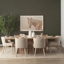 Oxbury 94 Light Brown Solid Wood Carved Woven Base Rectangular Dining Table - Default Title