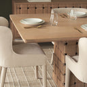 Oxbury 94 Light Brown Solid Wood Carved Woven Base Rectangular Dining Table - Default Title