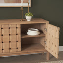 Oxbury Light Brown Solid Wood 4-Door Sideboard with Carved Woven Doors - Default Title