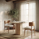 Colvane Curved Open Back Cream Fabric and Tan Leather Dining Chair - Default Title