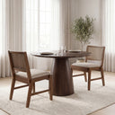 Carven Framed Brown Cane Cream Fabric Dining Chair - Default Title