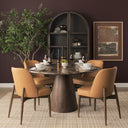 Fenwick Slope Curved Back Tan Leather Dining Side Chair - Default Title