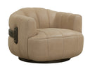 TADEO SWIVEL ARMCHAIR - DARK BROWN SAHARA SAND LEATHER