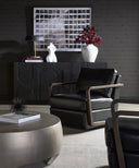 CASTELL SWIVEL LOUNGE CHAIR - BROWN CORTINA BLACK LEATHER