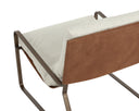 ZANCOR LOUNGE CHAIR - ANTIQUE BRASS GERALT LINEN TAN LEATHER