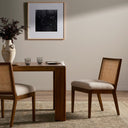 Arista Antonia Cane Armless Dining Chair - Toasted Parawood Savile Flax