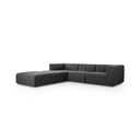 Langham Channeled 3-Piece Sectional - Left Chaise Ottoman Saxon Charcoal