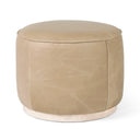 Verity Sinclair Round Ottoman - Harness Burlap