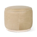 Verity Sinclair Round Ottoman - Harness Burlap
