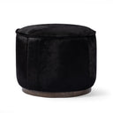 Verity Sinclair Round Ottoman - Dark Hair On Hide