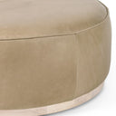 Aveline Large Round Ottoman - Burlap