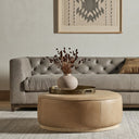 Aveline Large Round Ottoman - Burlap