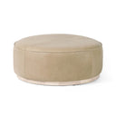 Aveline Large Round Ottoman - Burlap