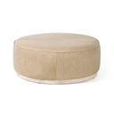 Aveline Large Round Ottoman - Burlap