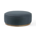 Aveline Large Round Ottoman - Fresno Cobalt