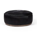 Aveline Large Round Ottoman - Black Hair On Hide