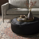 Aveline Large Round Ottoman - Black Hair On Hide