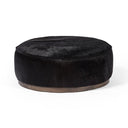 Verity Large Round Ottoman - Black Hair On Hide