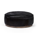 Verity Large Round Ottoman - Black Hair On Hide