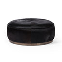 Aveline Large Round Ottoman - Black Hair On Hide