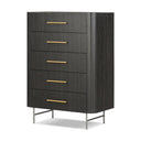 Aria 5 Drawer Dresser - Distressed Black Oak