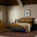 Verity Rosedale Bed - Queen Ebony Oak Veneer Chaps Saddle